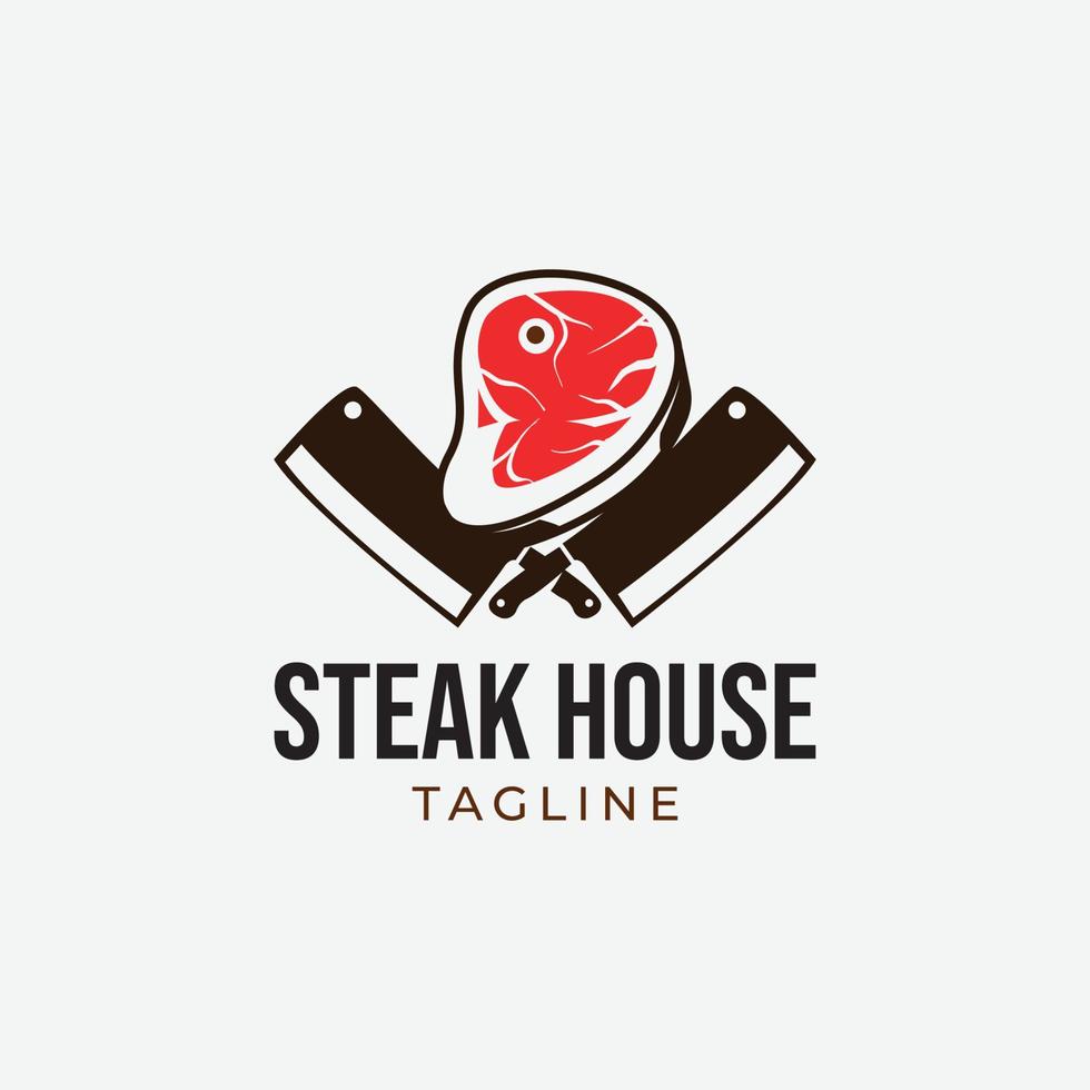 Retro-Steak-Logo-Design-Vorlage vektor