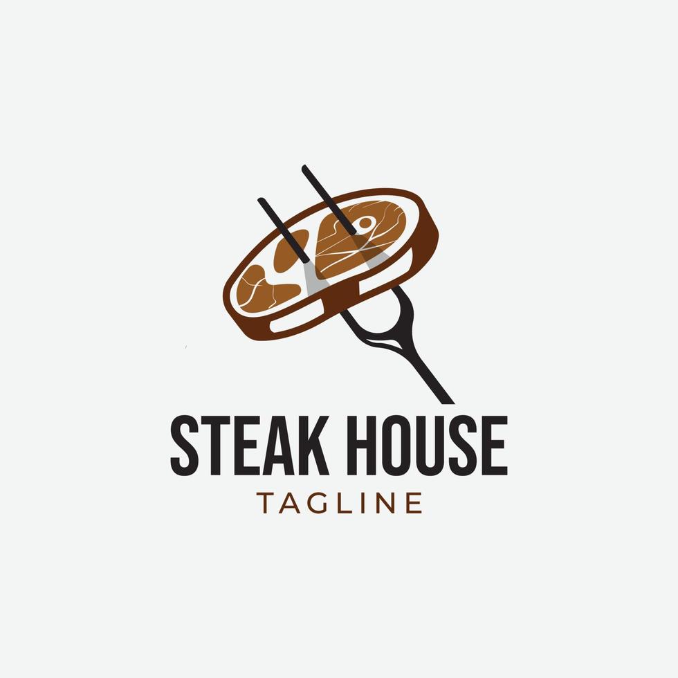 Retro-Steak-Logo-Design-Vorlage vektor