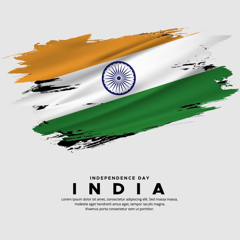 neues design des indischen unabhängigkeitstagvektors. Indien-Flagge mit abstraktem Pinselvektor vektor