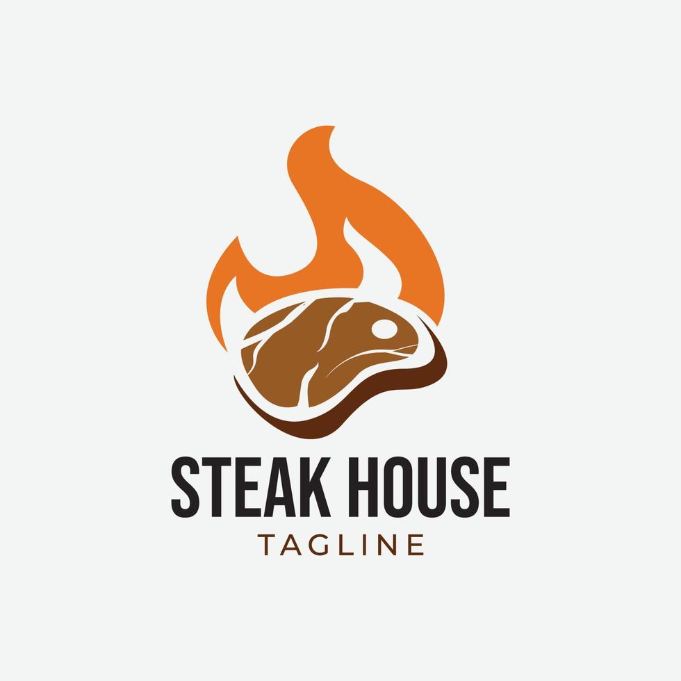 Retro-Steak-Logo-Design-Vorlage vektor