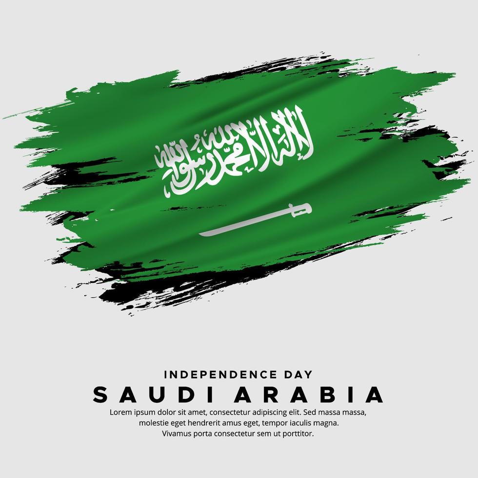 neues design des saudi-arabischen unabhängigkeitstagvektors. saudi-arabien-flagge mit abstraktem pinselvektor vektor