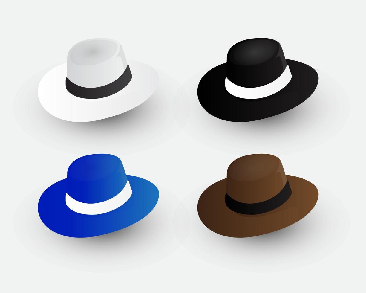 elegant samling av hatt design ikon vektor
