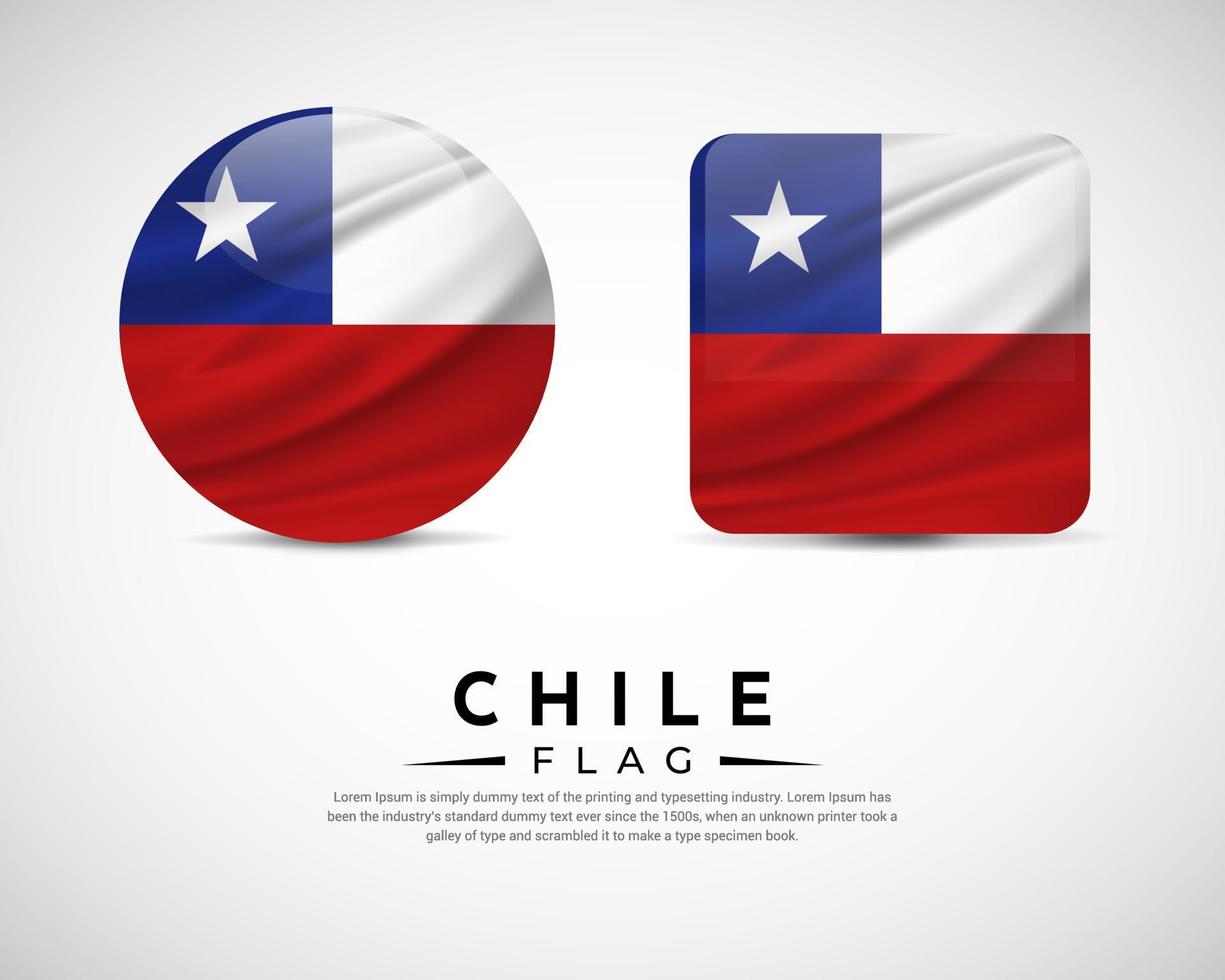 realistiska chile flagga ikon vektor. uppsättning av chile flagga emblem vektor