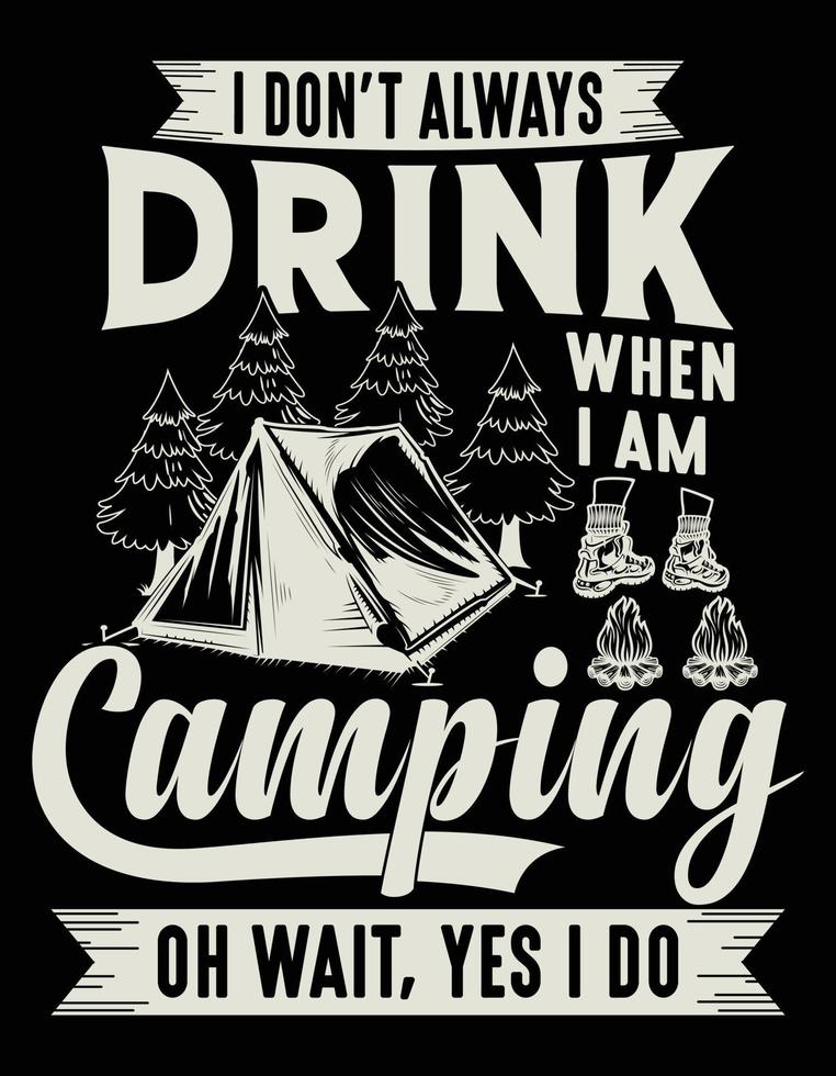 glad camping typografi vektor t-shirt design, illustration, vintage konstverk