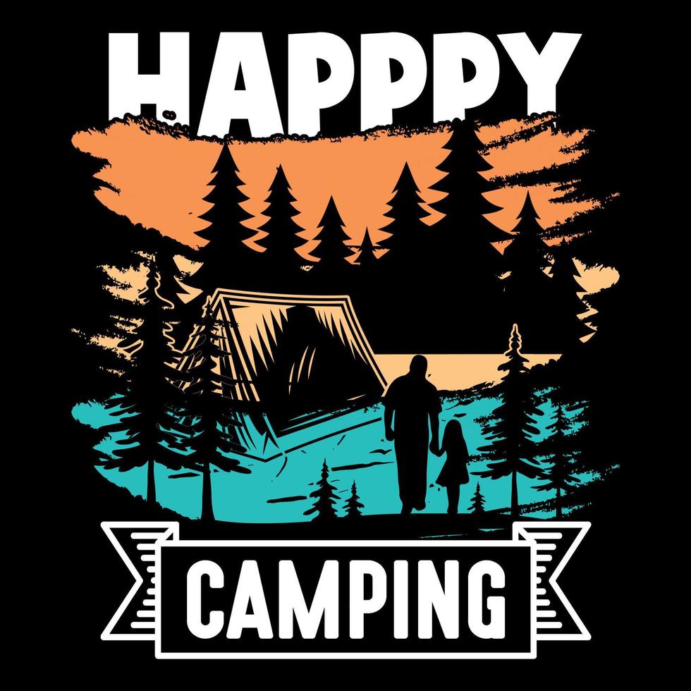 Happy Camping Typografie Vektor T-Shirt Design, Illustration, Vintage-Hintergrund