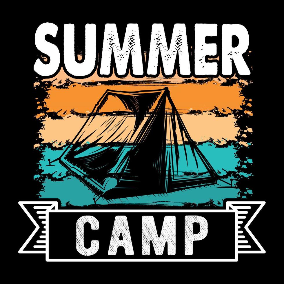 sommercamp vintage t-shirt design, vektorelement, illustration vektor