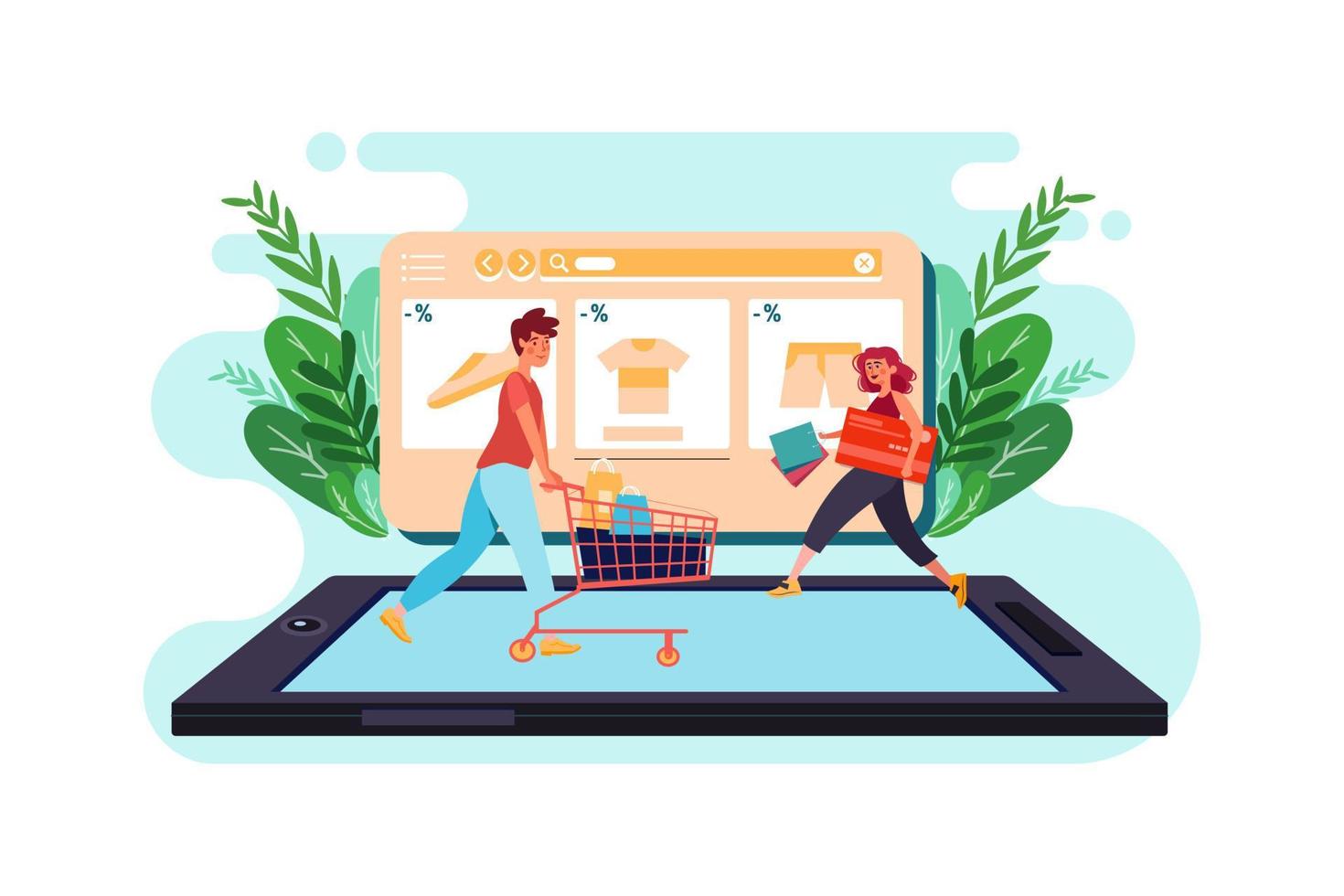 online shopping illustration koncept. platt illustration isolerad på vit bakgrund vektor