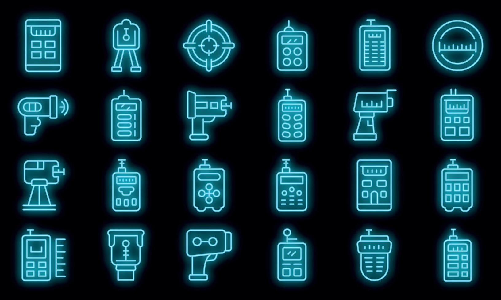 Laser-Meter-Symbole setzen Vektor-Neon vektor