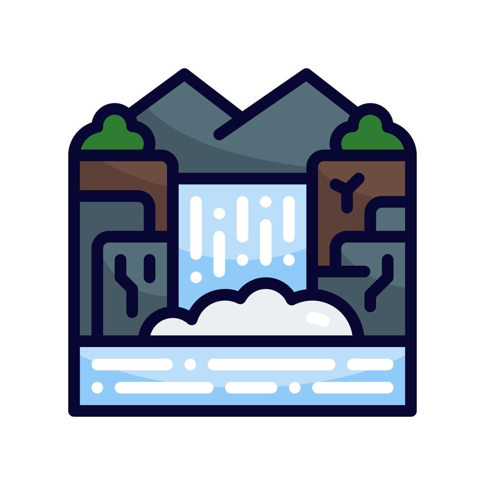 Wasserfall gefülltes Linienstil-Symbol. Vektorillustration für Grafikdesign, Website, App vektor