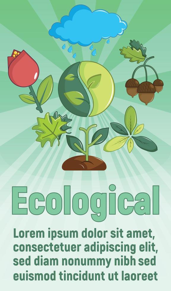 ekologiska koncept banner, tecknad stil vektor