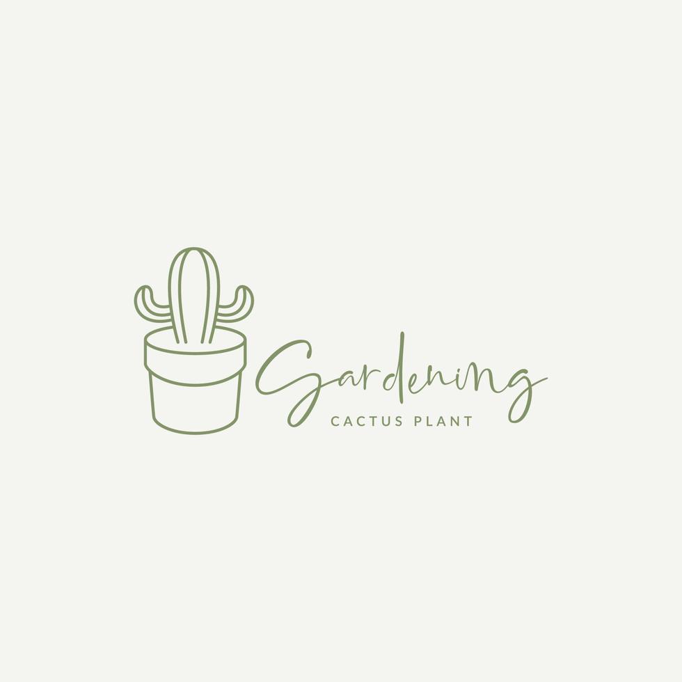 vackra växtkrukor kaktus logotyp design vektor grafisk symbol ikon illustration kreativ idé