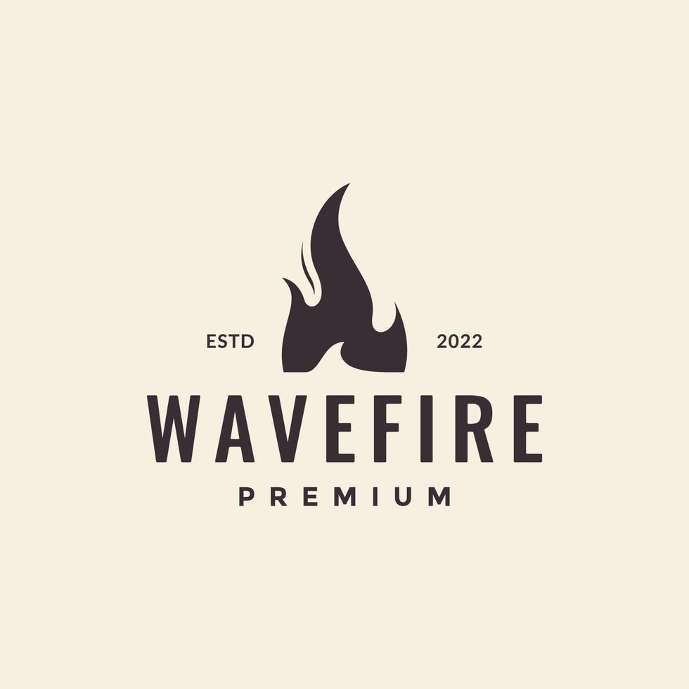 einfache welle und feuer flamme hipster logo design vektorgrafik symbol symbol illustration kreative idee vektor