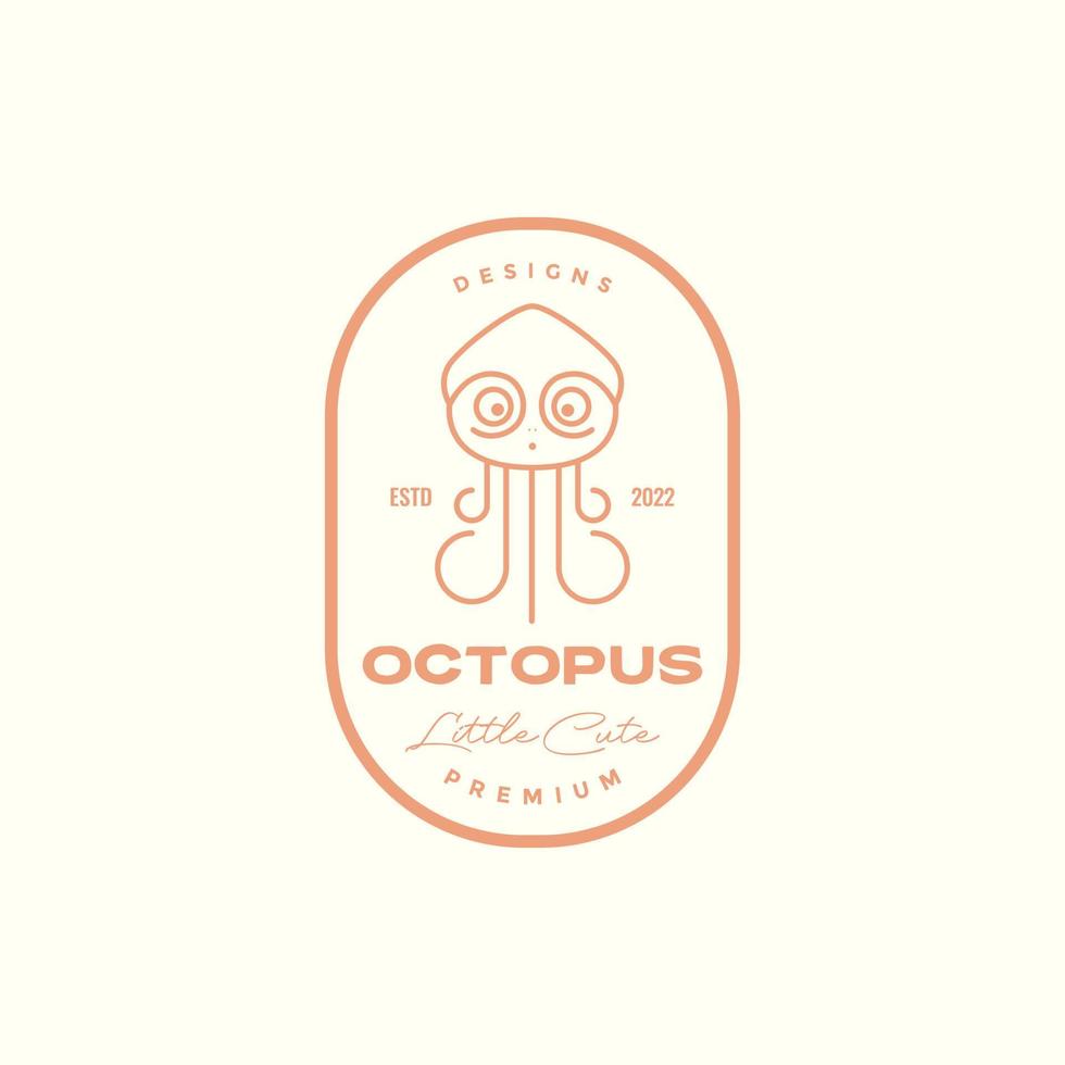 Linie niedlich Oktopus Abzeichen Logo Design Vektorgrafik Symbol Symbol Illustration kreative Idee vektor