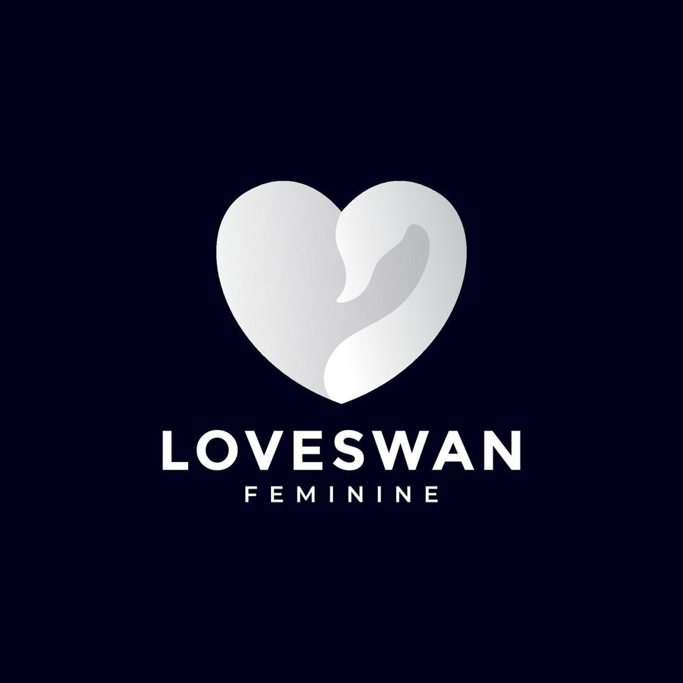 abstrakte schwan gans mit liebe form logo design vektorgrafik symbol symbol illustration kreative idee vektor