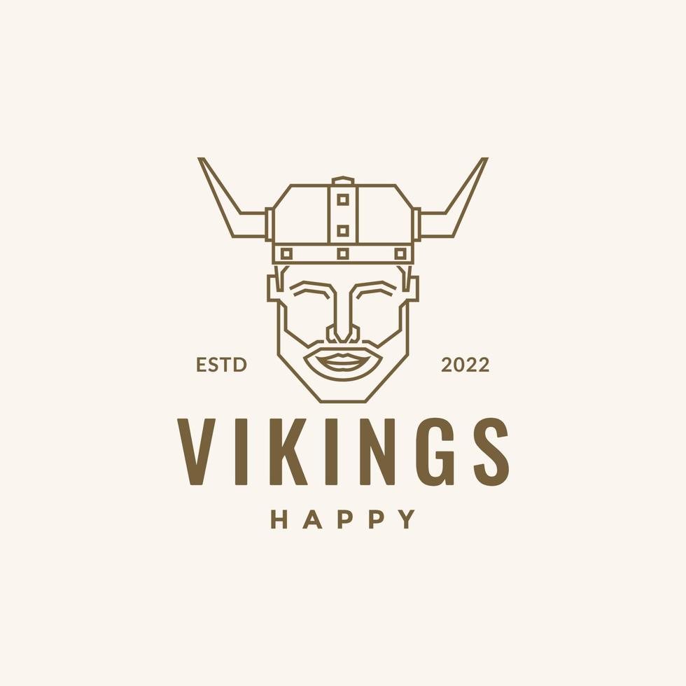 huvud man leende skägg viking logotyp design vektor grafisk symbol ikon illustration kreativ idé