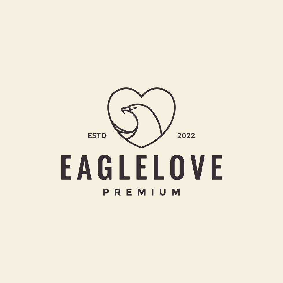 Linie Adler mit Liebe Form Logo Design Vektorgrafik Symbol Symbol Illustration kreative Idee vektor