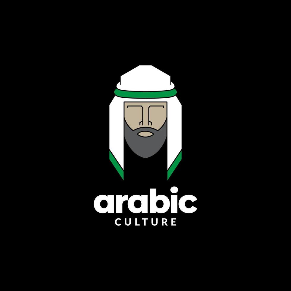 Kopf Mann mit dem kaffiyeh arabischen Logo Design Vektorgrafik Symbol Symbol Illustration kreative Idee vektor