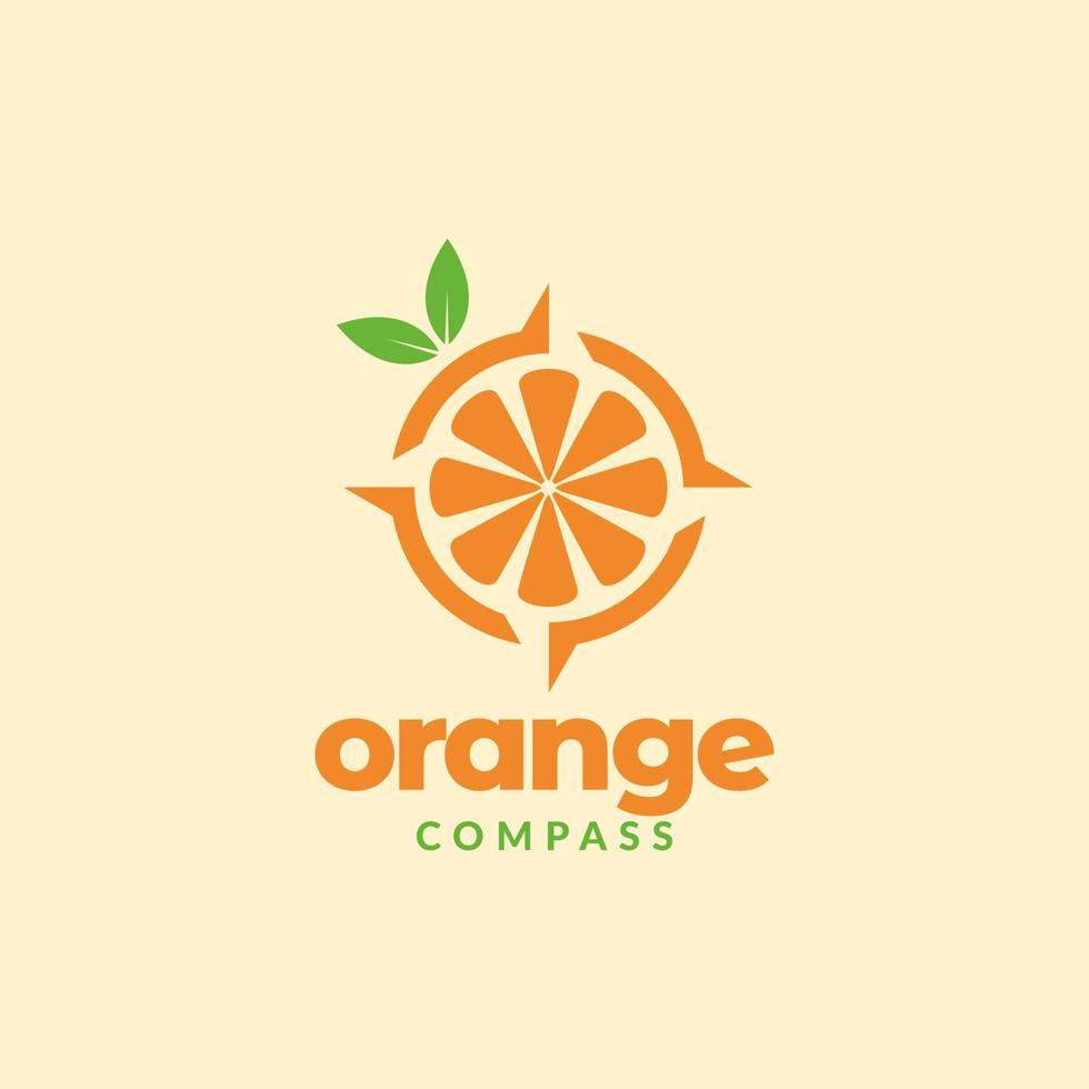 kompass med orange frukt logotyp design vektor grafisk symbol ikon illustration kreativ idé