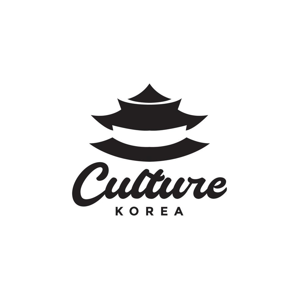 traditionell byggnad koreansk tak kultur logotyp design vektor grafisk symbol ikon illustration kreativ idé