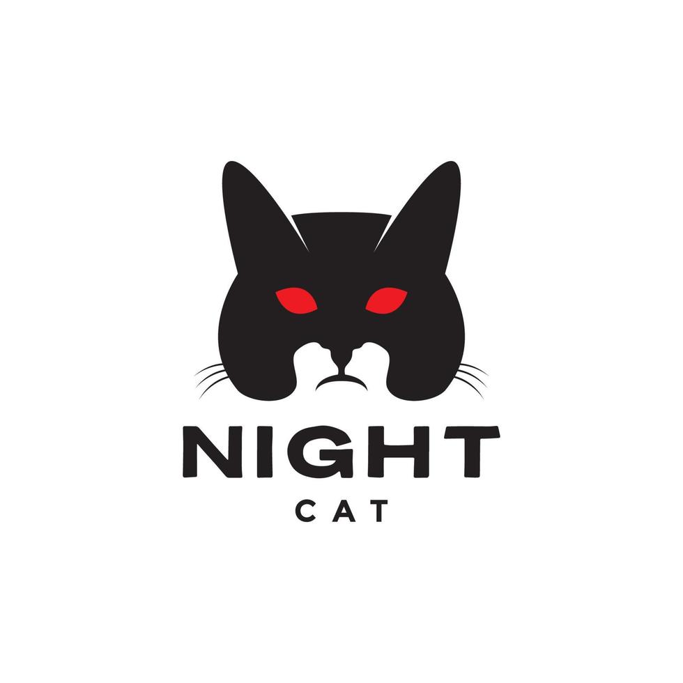 natt katt fett svart logotyp design vektor grafisk symbol ikon illustration kreativ idé