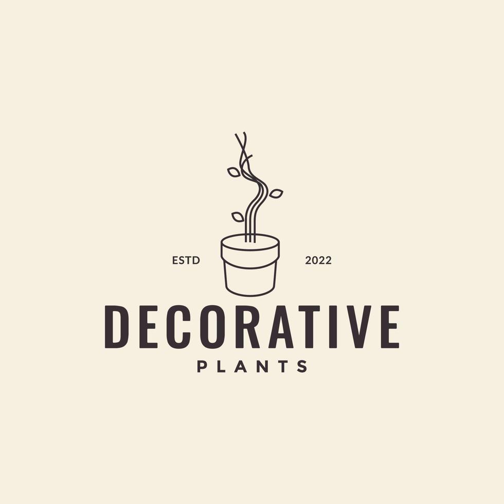 minimalistiska krukor med växt dekorativa hörn inredning logotyp design vektor grafisk symbol ikon illustration kreativ idé
