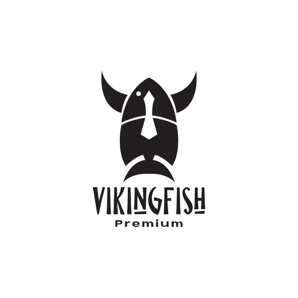 Helm Wikinger mit Fisch Logo Design Vektorgrafik Symbol Symbol Illustration kreative Idee vektor