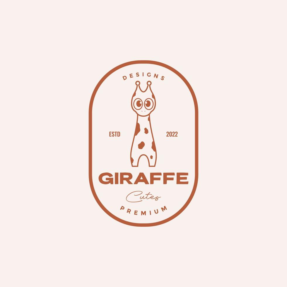 söt linje giraff med badge logo design vektor grafisk symbol ikon illustration kreativ idé