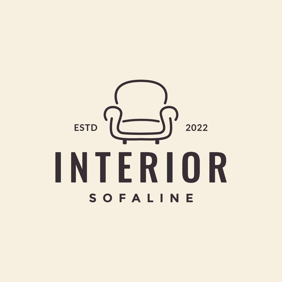 interiör soffa minimalistisk linje hipster logotyp design vektor grafisk symbol ikon illustration kreativ idé