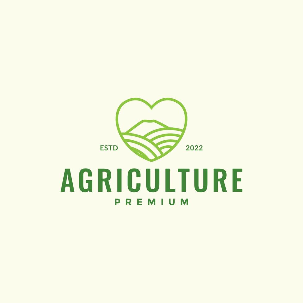 Linie Liebe mit Landwirtschaft Bauer Logo Design Vektorgrafik Symbol Symbol Illustration kreative Idee vektor