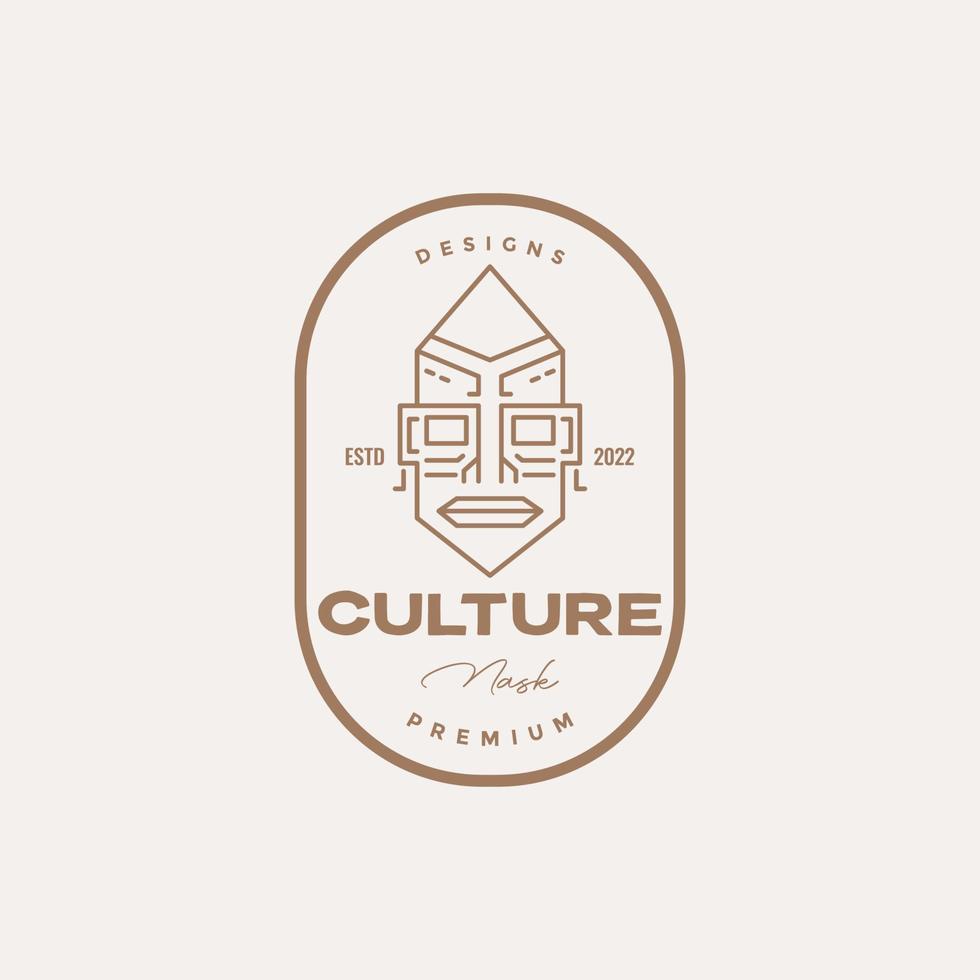 Holz Maske Kultur Linie Logo Design Vektorgrafik Symbol Symbol Illustration kreative Idee vektor