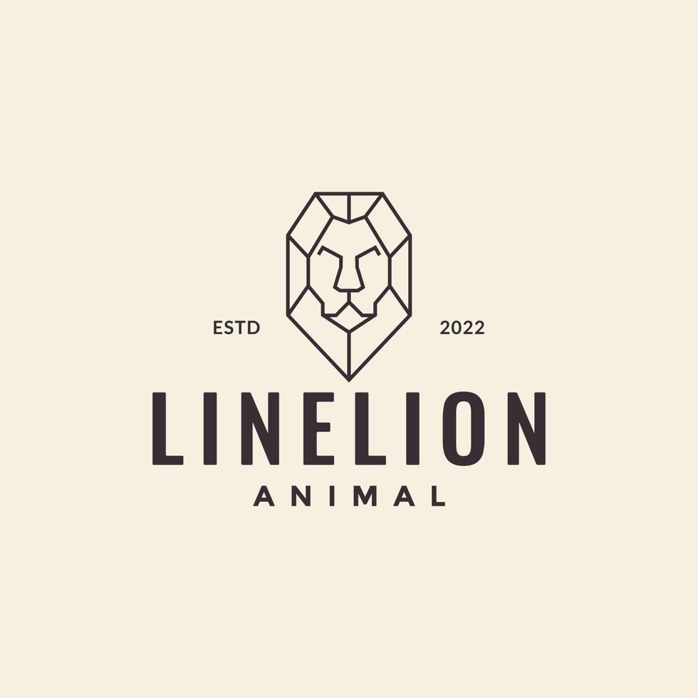 linje huvud lejon polygon hipster logotyp design vektor grafisk symbol ikon illustration kreativ idé