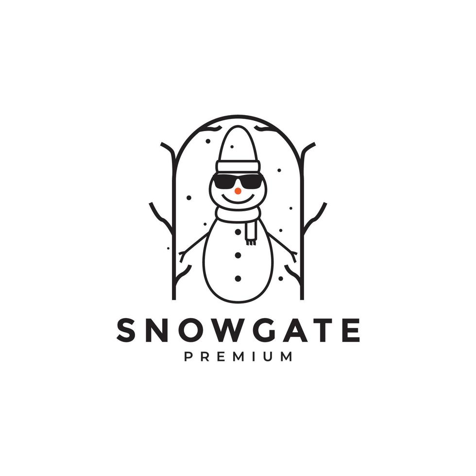 Cooler Schneemann mit Sonnenbrille Logo Design Vektorgrafik Symbol Symbol Illustration kreative Idee vektor