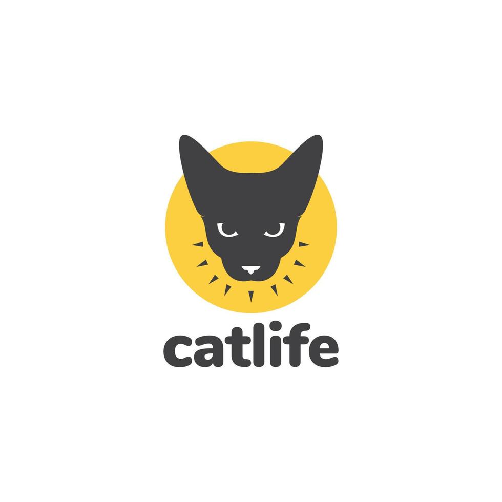 Kopf schwarze Katze mit Sonnenuntergang Logo Design Vektorgrafik Symbol Symbol Illustration kreative Idee vektor