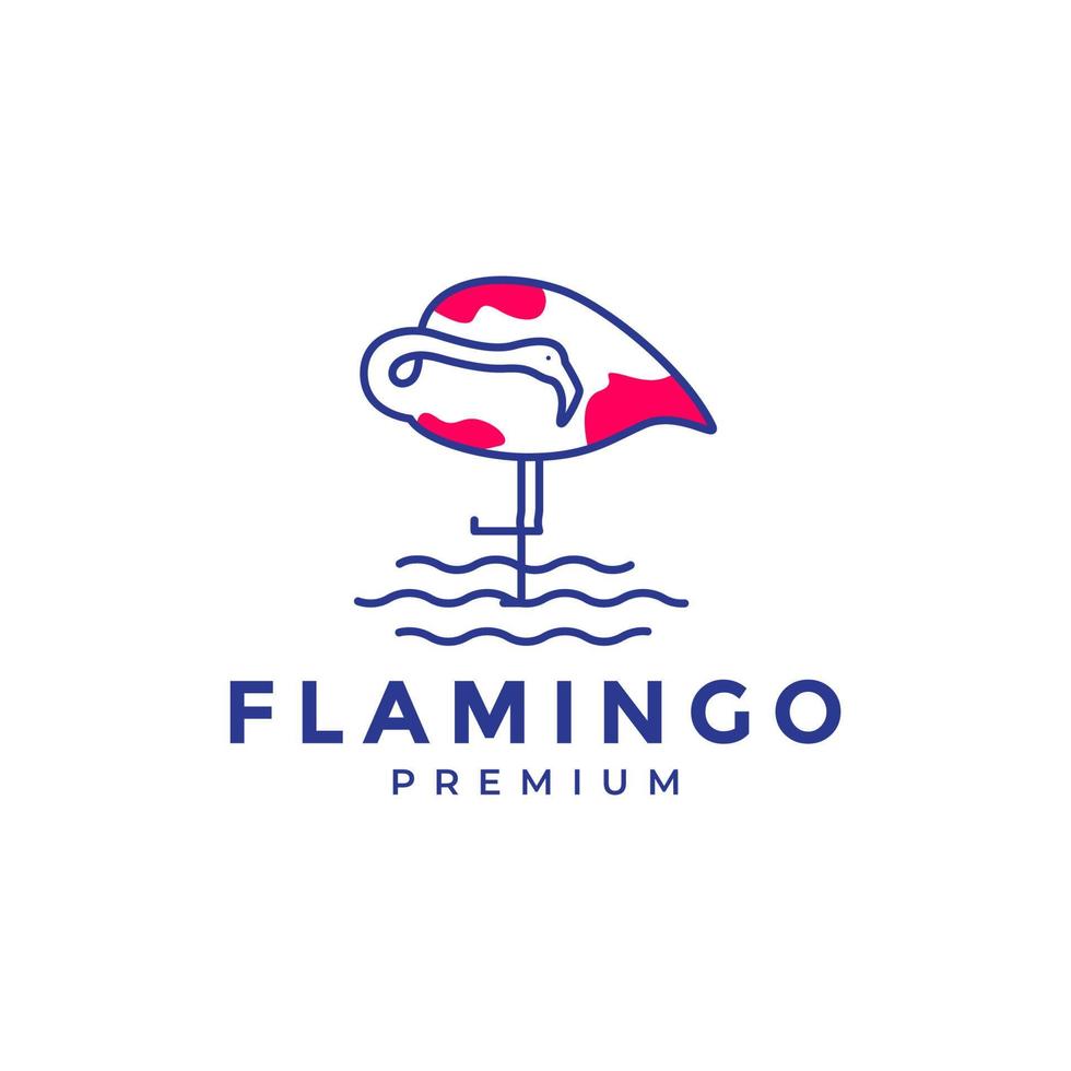 abstrakt linjekonst flamingo färgglada med sjö logotyp design vektor grafisk symbol ikon illustration kreativ idé