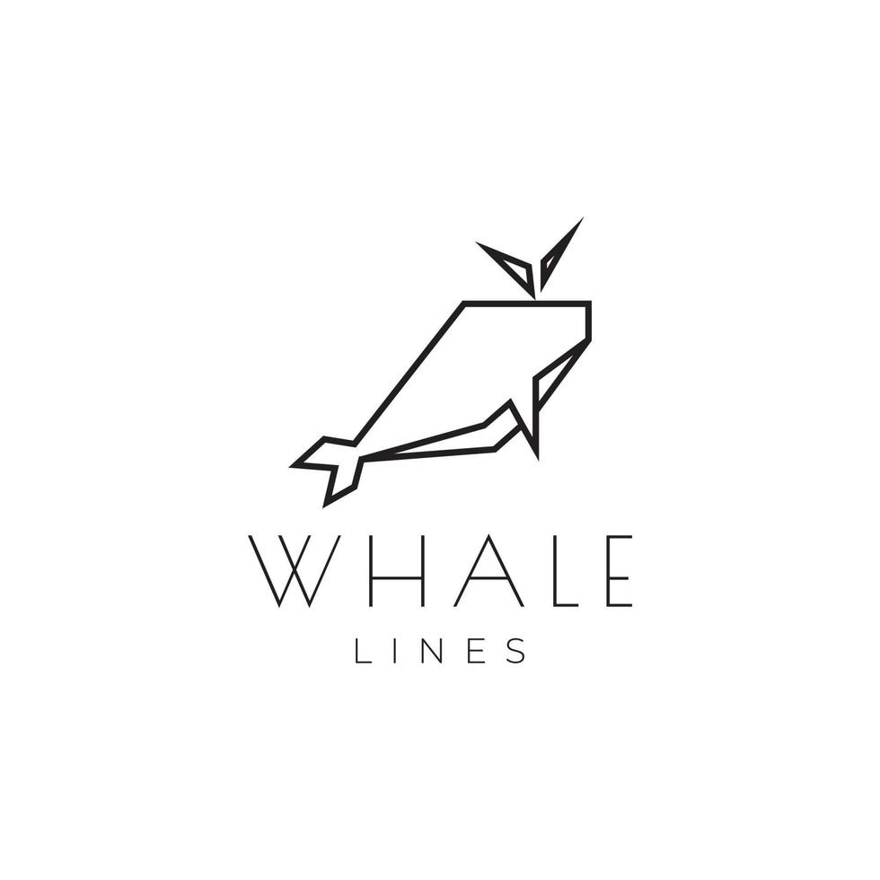 linje polygon origami whale logotyp design vektor grafisk symbol ikon illustration kreativ idé