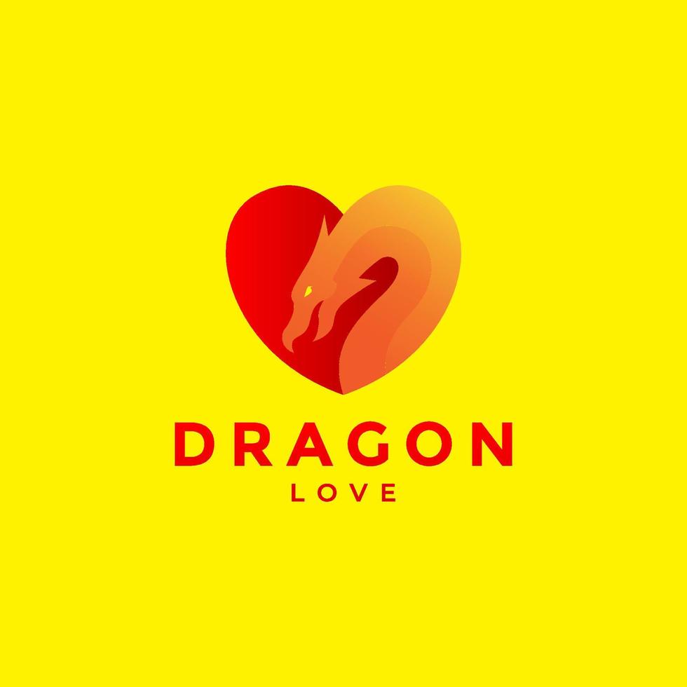 abstrakt drake med kärlek form logotyp design vektor grafisk symbol ikon illustration kreativ idé