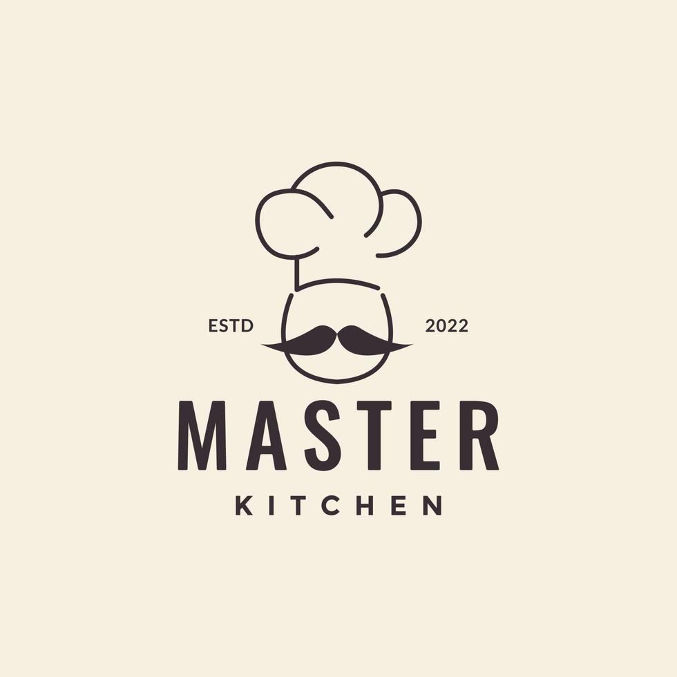 einfache hipster chefkoch schnurrbart logo design vektorgrafik symbol symbol illustration kreative idee vektor