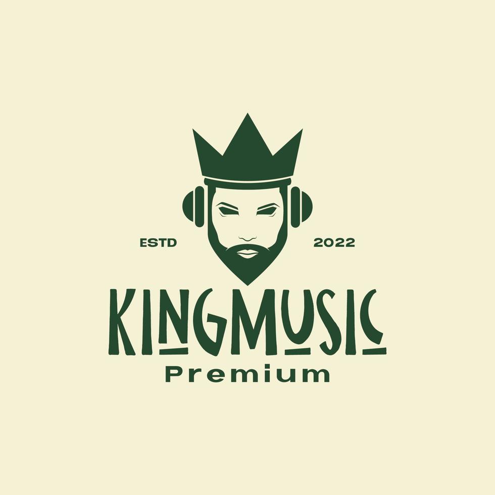 Mann Bart mit Krone Musik Logo Design Vektorgrafik Symbol Symbol Illustration kreative Idee vektor