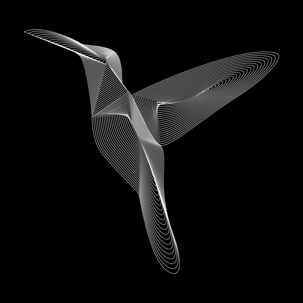 colibri fågel i linjekonststil med blandningsformer. 3D vektorillustration vektor