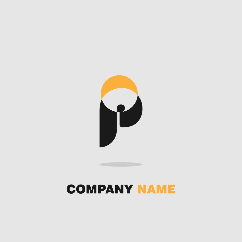 Symbolbuchstabe p Logo für Versicherungsunternehmen und Einzelhandelsgeschäfte schwarz orange Design einfach elegant trendy vektor