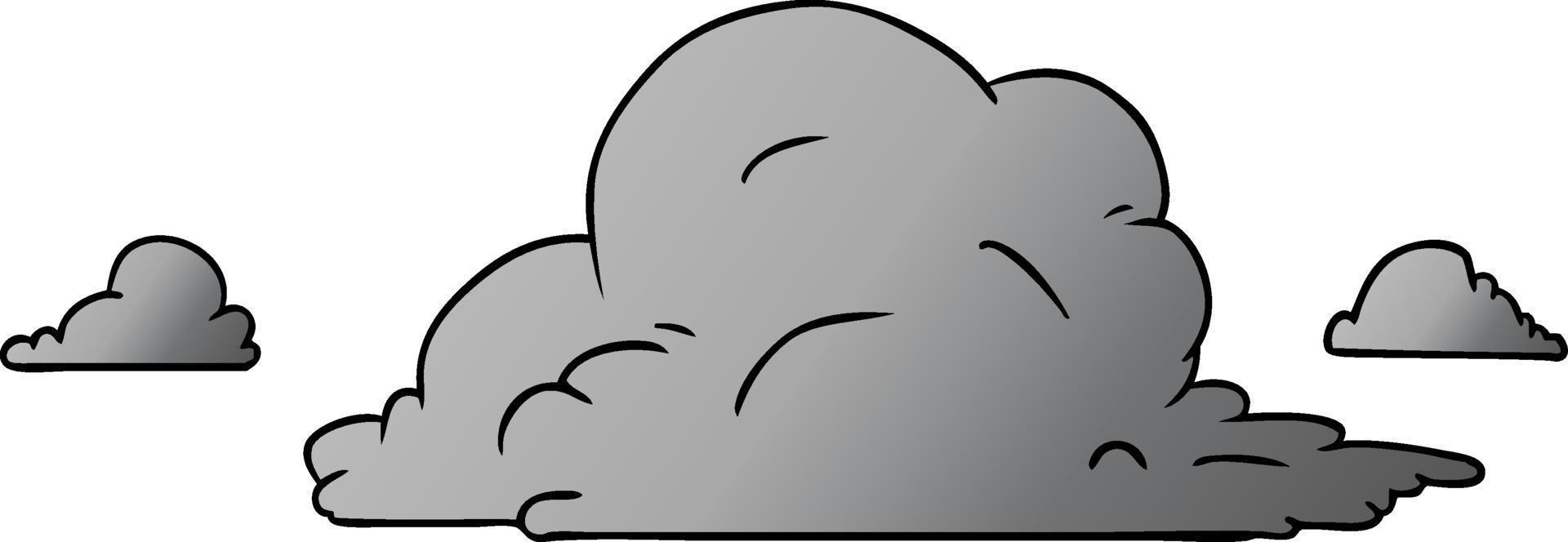 gradient tecknad doodle av vita stora moln vektor