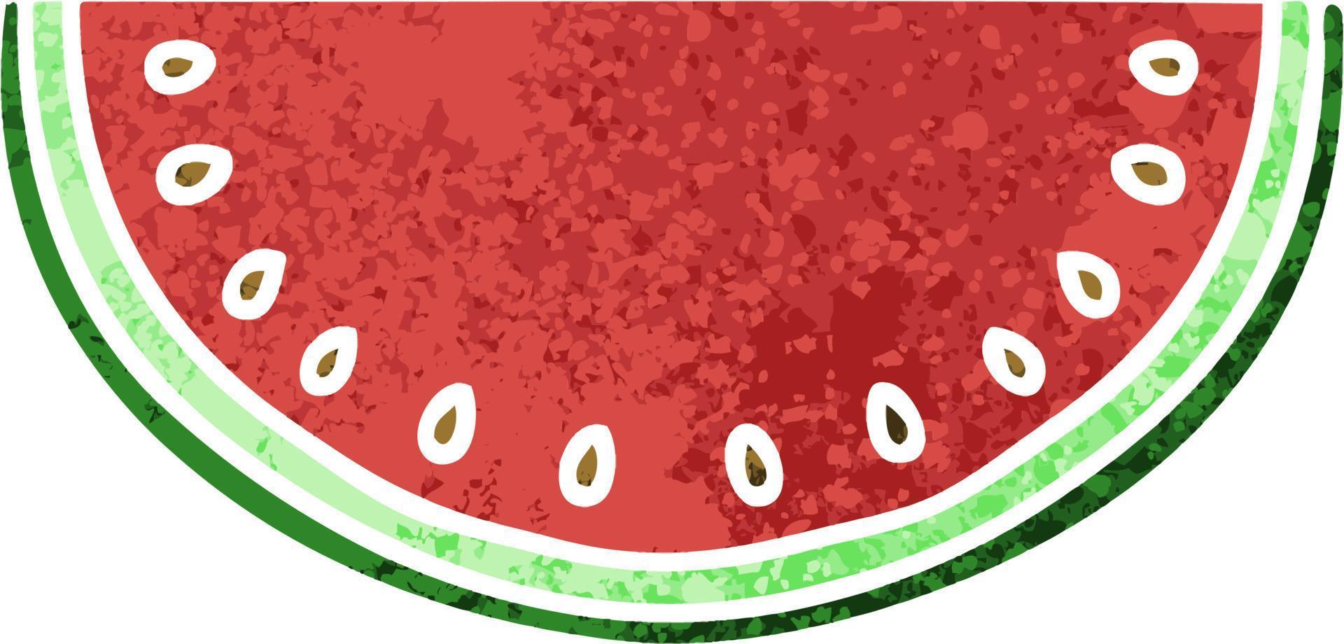 knäppa retro illustration stil tecknad vattenmelon vektor