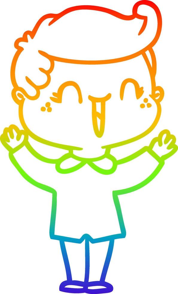 regnbågsgradient linjeteckning tecknad skrattande pojke vektor