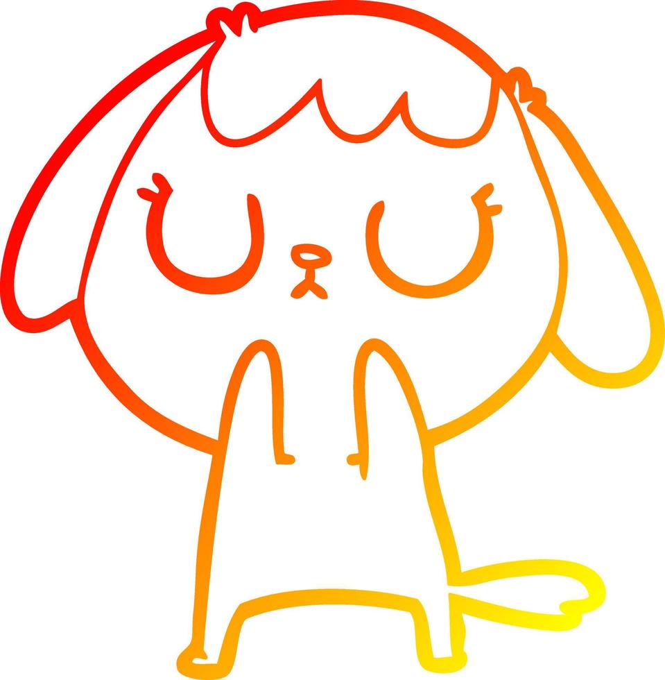 warme Gradientenlinie zeichnet niedlichen Cartoon-Hund vektor