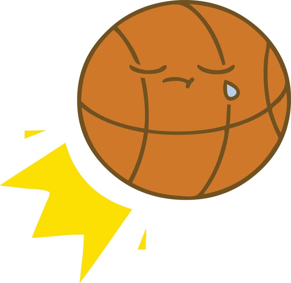 Retro- Cartoon-Basketball in flacher Farbe vektor