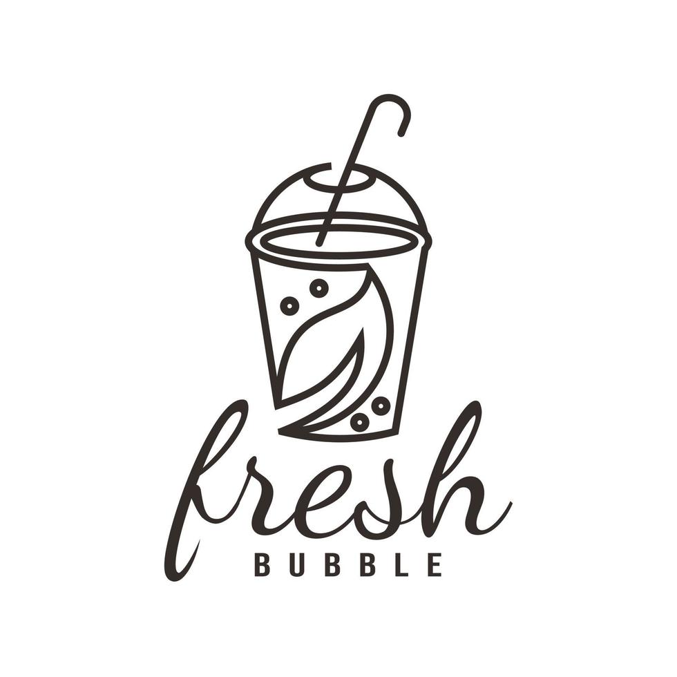 frische Milch Blase Tee Logo Illustration Design gesundes Getränk Perle stilisierte Linie Symbol vektor