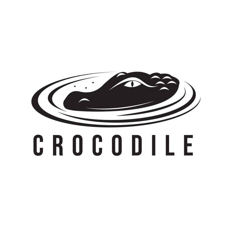 krokodil logotyp illustration design stalking bytesdjur i lugnt vatten, mall, vektor symbol