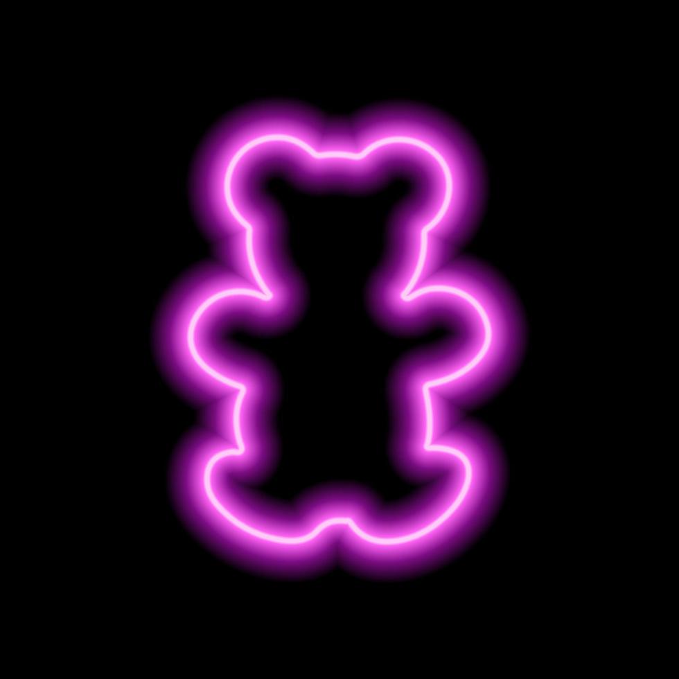 die Umrisse eines neonpinken Bären auf schwarzem Hintergrund. Spielzeug. Vektor-Illustration vektor