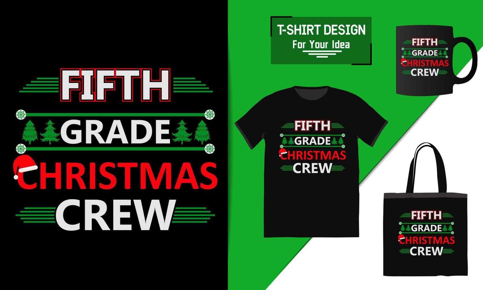 femte klass julbesättning jul färgglad t-shirt designdesign, handskriven modern redo för tryck vektor