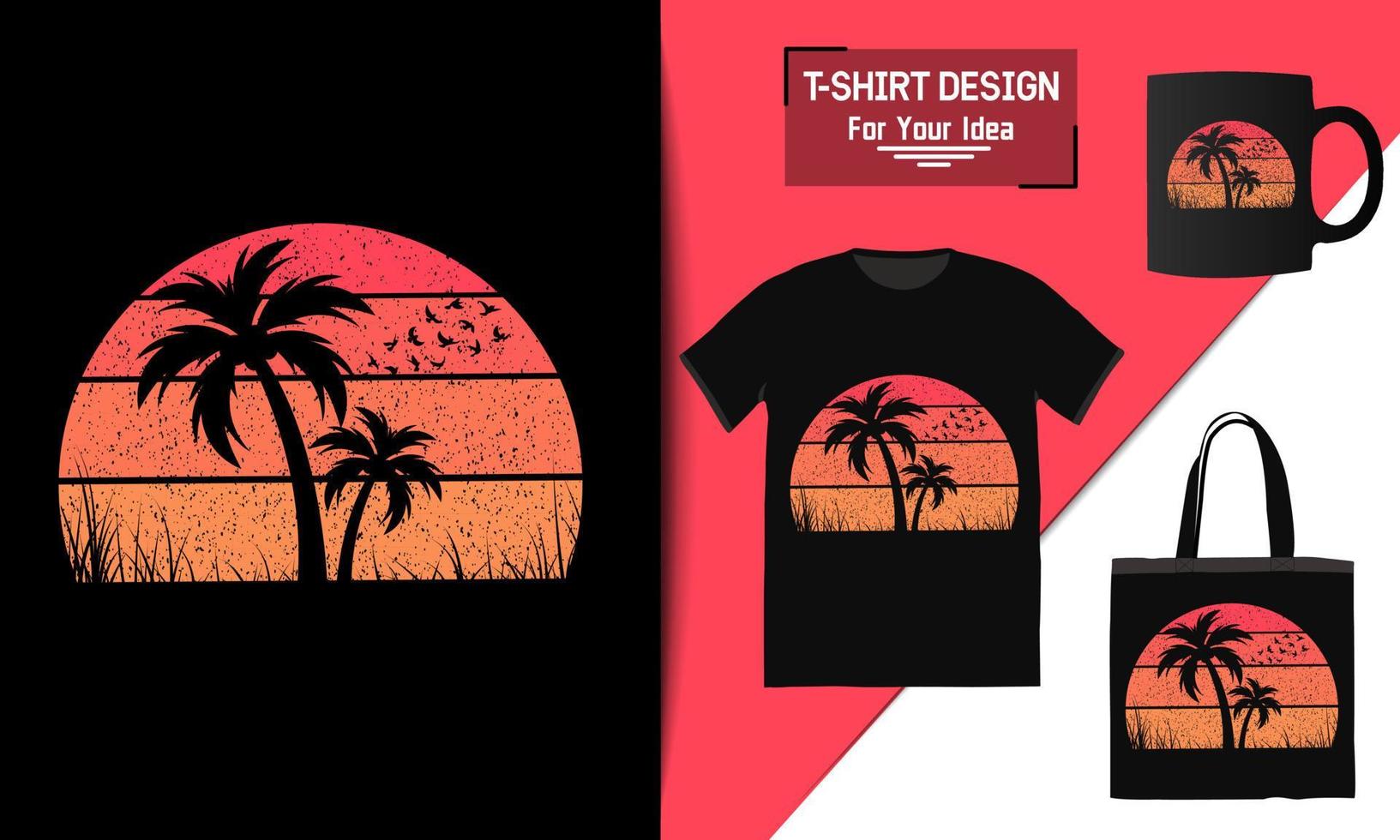 sommer stilvolles t-shirt strand baum vektor design beach party drucke zum thema